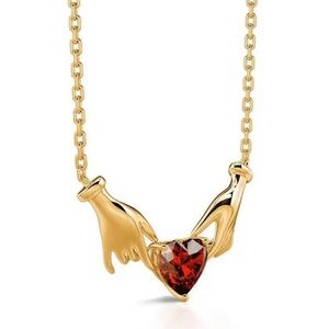 Love gift unique Anthropologie Gold Hands Holding Red Heart Necklace Romantic